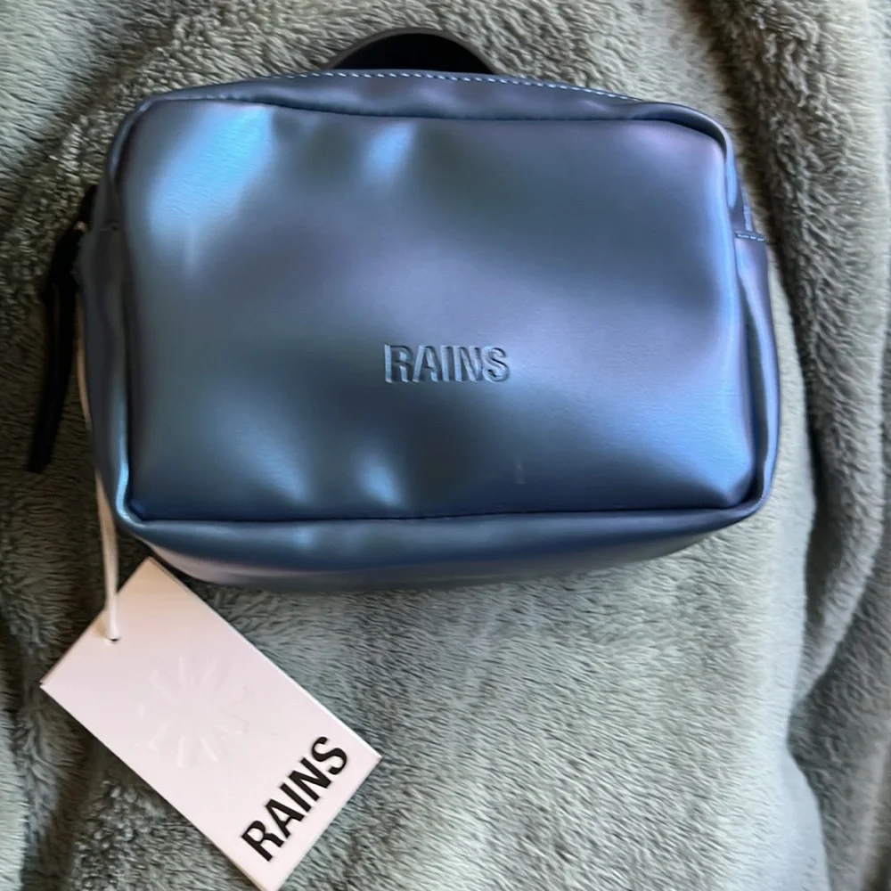 RAINS micro box Blue laser Crossbody Bag